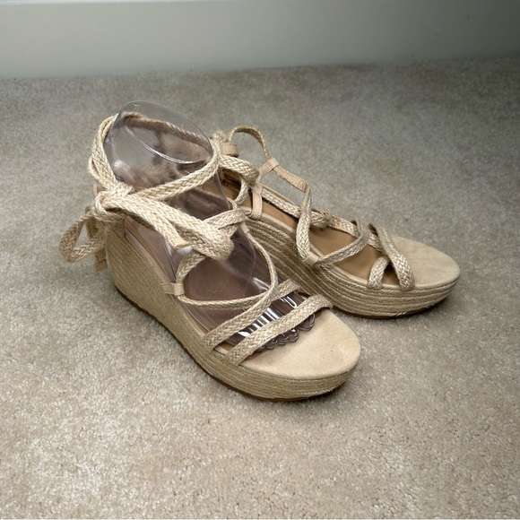 Sun + Stone trinnie Woman Strappy Macrame Wedge Espadrille Sandal beige size 8.5 - Picture 4 of 7